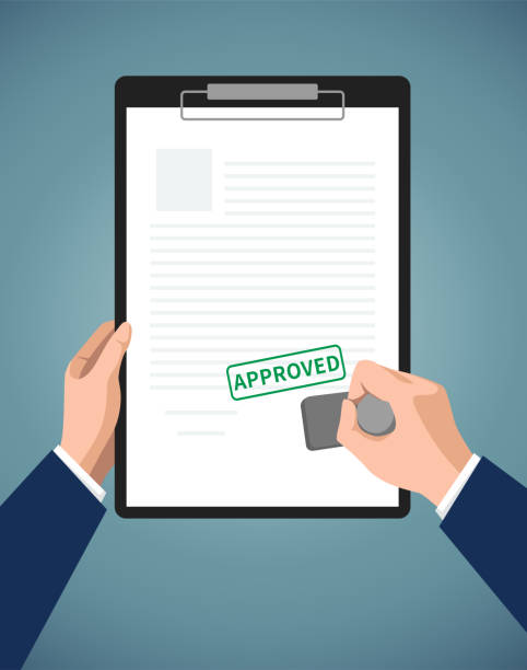 illustrazioni stock, clip art, cartoni animati e icone di tendenza di approvato - approved agreement signature application form