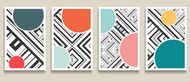 Vector illustration of Vector Plaid Geometric Minimalism Banner Card Design Element,Abstract Backgrounds Collection