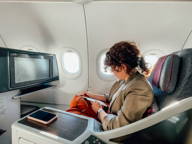 istock A Side View Of An Anonymous Caucasian Female Taking Notes While Travelling By Airplane 1387110842