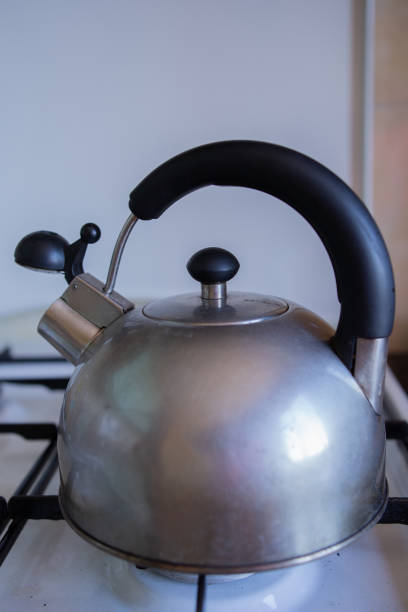 istock whistling a metal kettle on the stove 1387114546