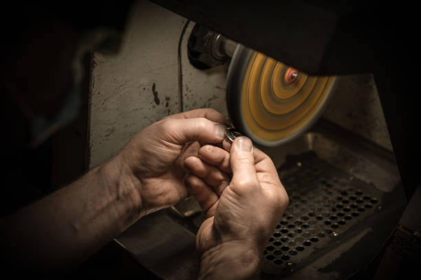 Different goldsmiths tools on the jewelry workplace. Jeweler at work in jewelry. Desktop for craft jewelry making with professional tools. Close up view of tools. Different goldsmiths tools on the jewelry workplace. Jeweler at work in jewelry. Desktop for craft jewelry making with professional tools. Close up view of tools. jewelry craftsperson craft jeweller stock pictures, royalty-free photos & images