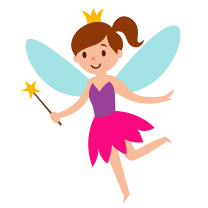 Isolated cute fairy cartoon character flat design Vector illustration