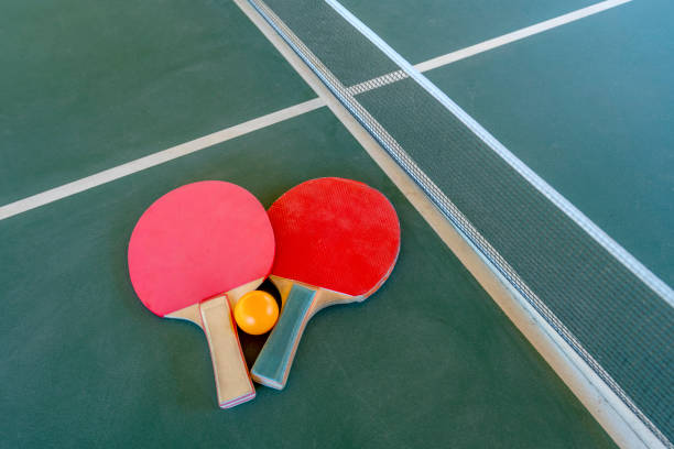 istock Table tennis rackets and ball. 1387118070