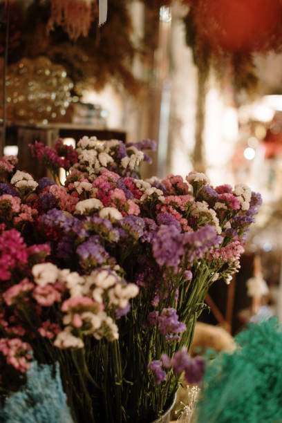 Close up of dried flowers in a flower shop