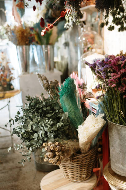 istock Flower shop with dried flowers 1387122680