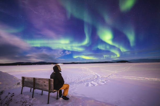 マジカの夜景 - 北極光 ストックフォトと画像