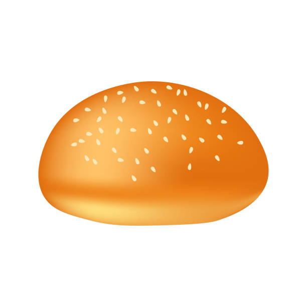 ilustraciones, imágenes clip art, dibujos animados e iconos de stock de bollo o pan realista con sésamo ilustración de alimentos para tiendas - pretzel sesame vector snack