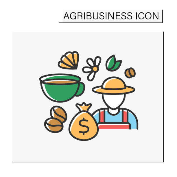 ilustrações, clipart, desenhos animados e ícones de ícone da cor agrícola - stock market spice tea crop herb