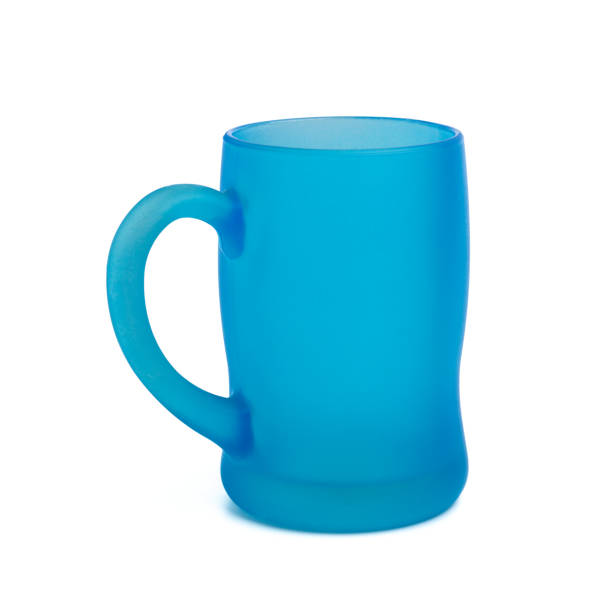 istock Blue frosted glass mug for various drinks, white background 1387133344