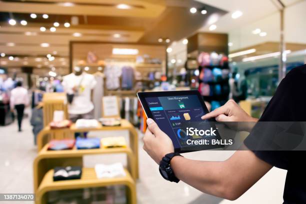 Smart Store Management Systems Concept Stock Photo - Download Image Now - Retail, Store, Technology