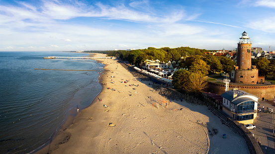 Holidays in Poland - aerial view of the Kolobrzeg health resort in  summer