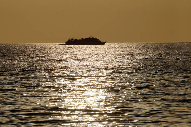 istock Silhouette of a cruise ship seen from afar 1387138591