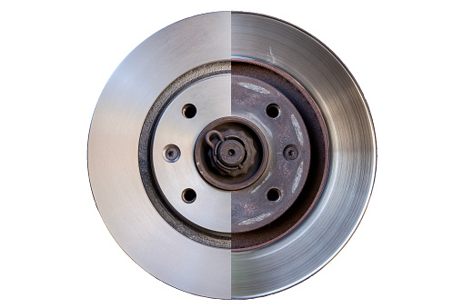 New and used car brake discs, car industry concept