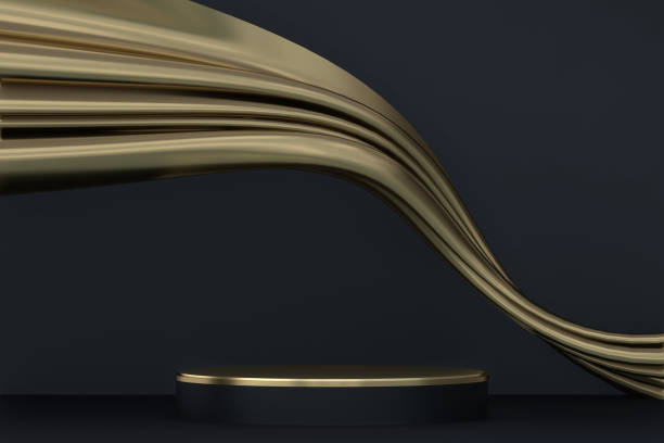 istock Abstract black podium show cosmetic products. 3D rendering 1387141600