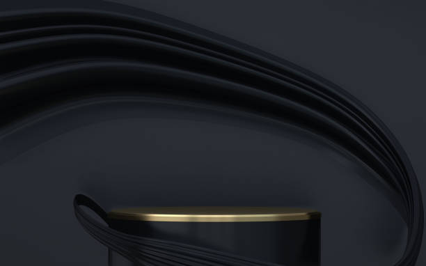 istock Abstract black podium show cosmetic products. 3D rendering 1387141608