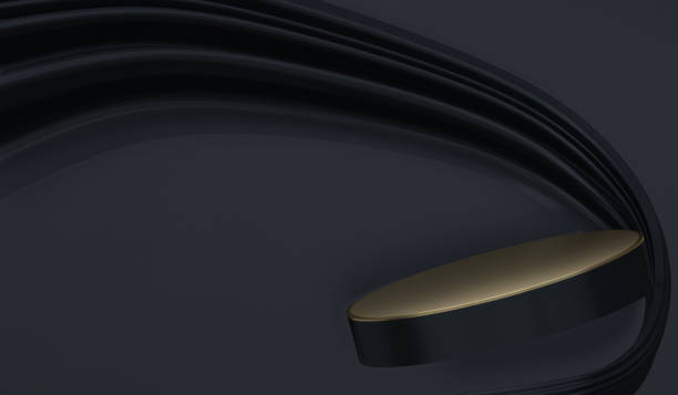 istock Abstract black podium show cosmetic products. 3D rendering 1387141613