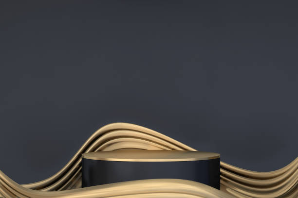 istock Abstract black podium show cosmetic products. 3D rendering 1387141649