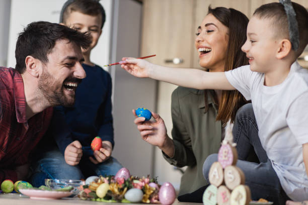 istock Happy family celebrating Easter 1387147231