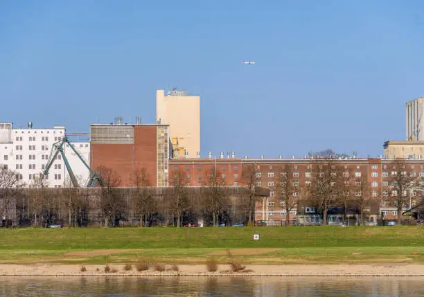 Cologne, Germany, March 2022: Industrial Buildings at Cologne-Deutz Harbor