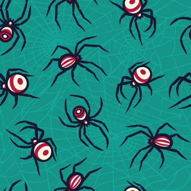 Vector illustration of Colored pattern with spider for halloween party