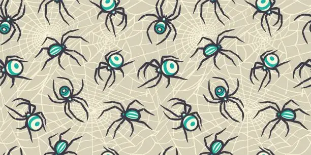 Vector illustration of Pattern wallpaper with spider for halloween party