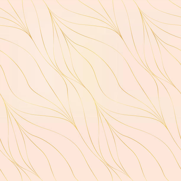 Delicate abstract background. Seamless pattern, vector. Delicate seamless pattern with golden lines on a pink background. Abstract backprop with smooth lines. Romantic surface design. Vector illustration. watercolor painting striped abstract backgrounds stock illustrations