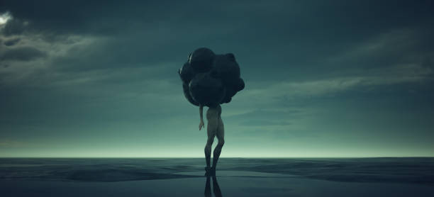 istock Alien Mind Control Body Snatcher Outer Space Woman Post Apocalyptic Sci-Fi Paranormal Monster Muddy Beach Wasteland 1387151144