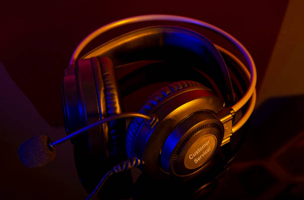 istock Customer service VOIP headset for support center 1387154273