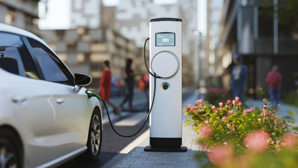 ev charging station - electric car imagens e fotografias de stock