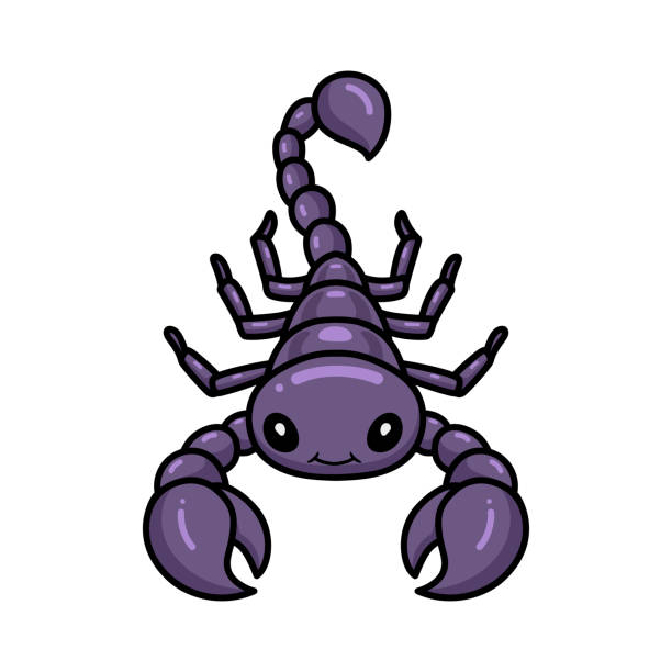 ilustrações de stock, clip art, desenhos animados e ícones de cute purple scorpion cartoon character - 4369