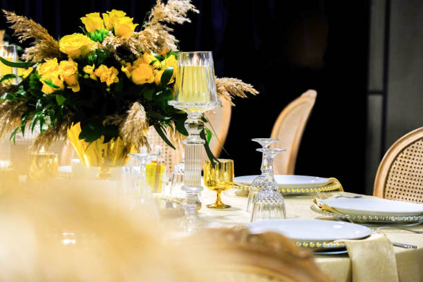 Wedding Guest Table Decorated With Flowers