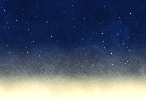 illustrazioni stock, clip art, cartoni animati e icone di tendenza di bella illustrazione di sfondo del cielo stellato ad acquerello - notte immagine