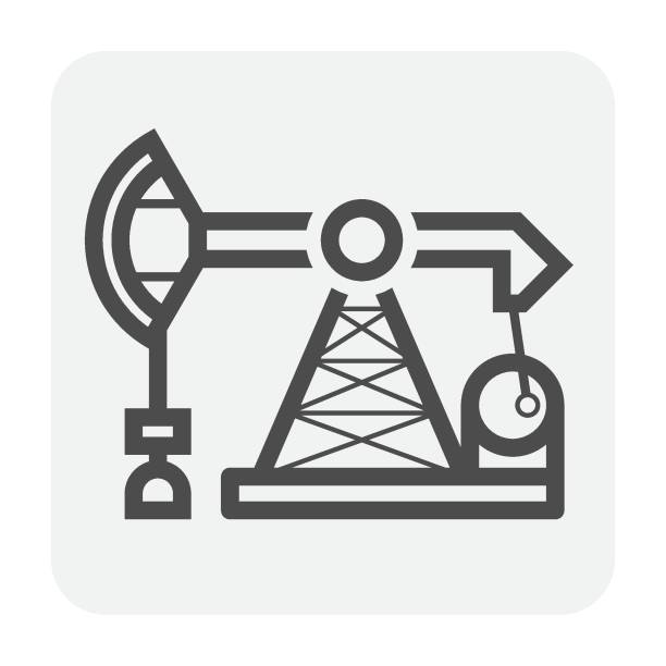 オイルポンプまたはポンプジャックベクトルアイコンデザイン。 - oil pump oil oil well oil industry点のイラスト素材／クリップアート素材／マンガ素材／アイコン素材