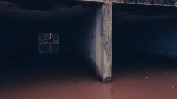 istock Heavy rain melted snow as drains fill up 1387183454
