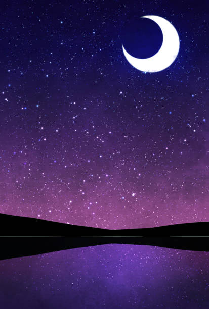istock Beautiful watercolor night sky background illustration 1387184392
