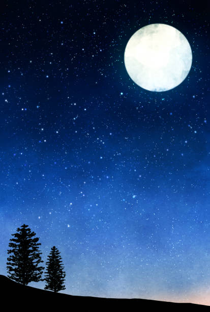 istock Beautiful watercolor night sky background illustration 1387184463