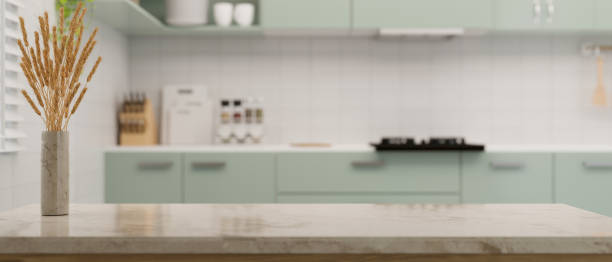 istock Elegance marble kitchen island or kitchen countertop with copy space 1387187770