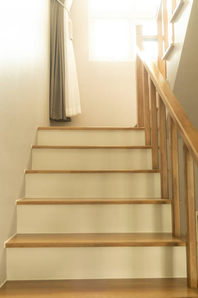 wood stairs in the new house interior