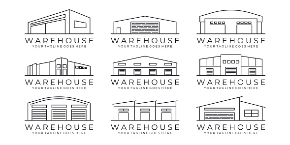 set of warehouse line art icon Design Vector Illustration