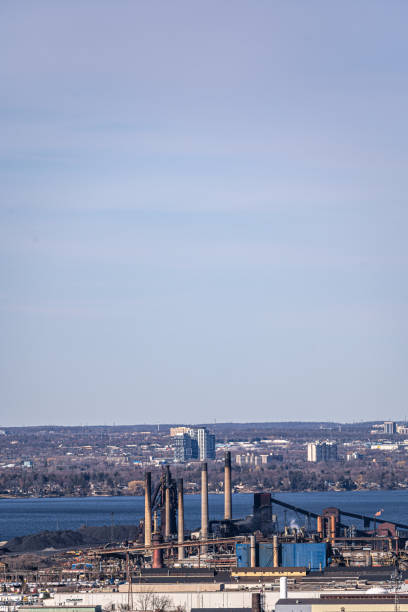 istock Industrial area with chimneys in Hamilton 1387189937