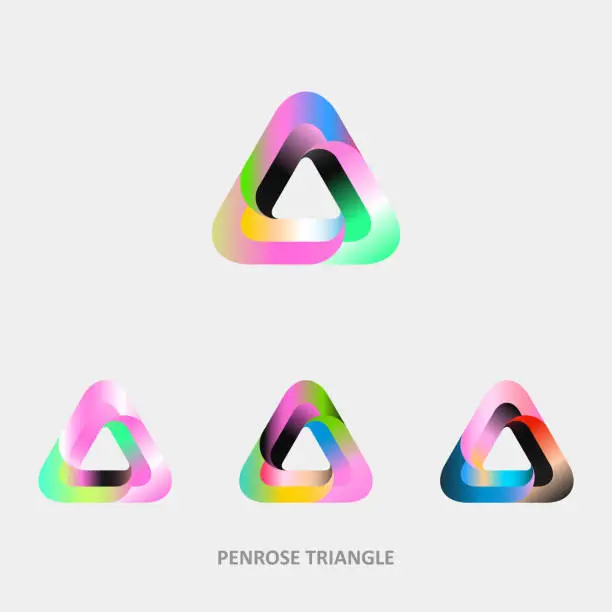 Vector illustration of abstract infinity gradient penrose triangle pattern collection