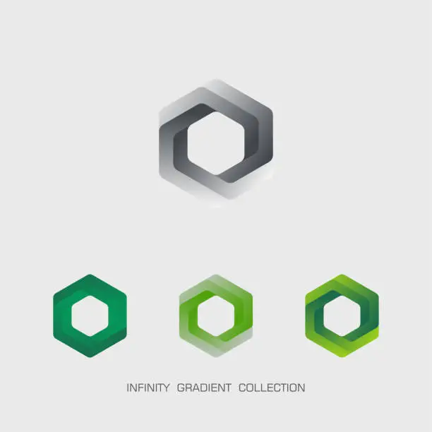 Vector illustration of abstract infinity gradient hexagon pattern collection