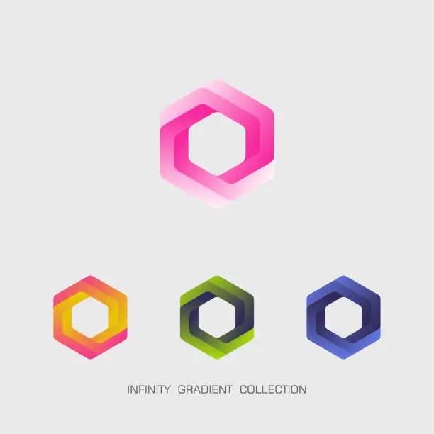 Vector illustration of abstract infinity gradient hexagon pattern collection