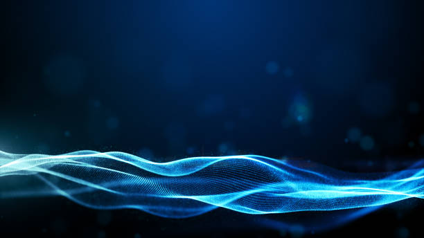 istock Digital particles blue color wave flow and lights with bokeh, Technology cyberspace digital connection abstract background concept. 3d rendering 1387196271