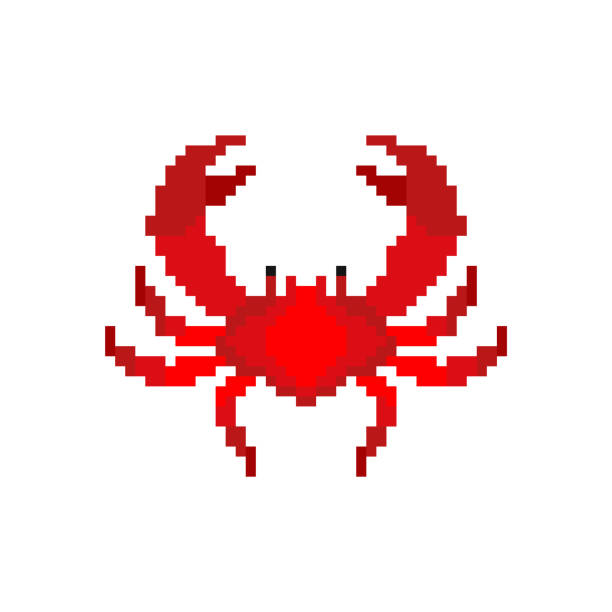 ilustrações de stock, clip art, desenhos animados e ícones de crab pixel art. sea cancer 8bit. sea animal pixelated vector illustration - mega pixels