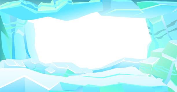 istock View from cave frame. Arctic landscape. Iceberg ice Antarctica. Beautiful winter scenery. Ice freeze into ocean. Cold frozen water. Vector 1387205746