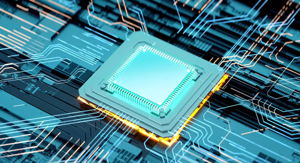 istock 3D rendering of cyberpunk AI. Circuit board. Technology background. Central Computer Processors CPU and GPU concept. Motherboard digital chip. Tech science background. 1387211792