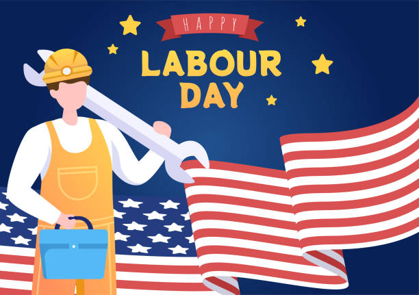 istock Happy Labor Day from People of Various Professions, Different Background and Thanks to Your Hard Work in Flat Cartoon Illustration for Poster 1387212714