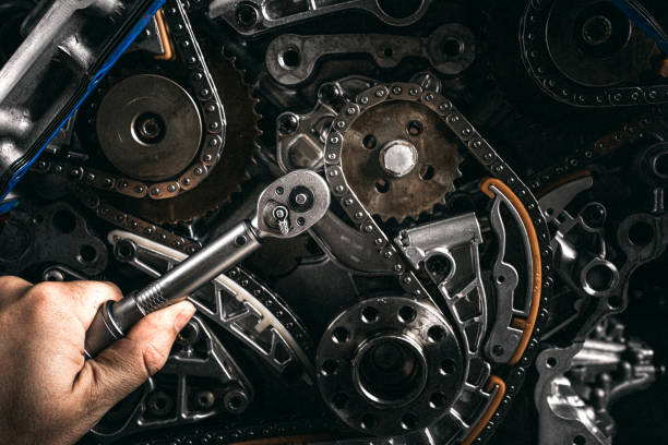 istock Repairing an engine in repair shop 1387214874