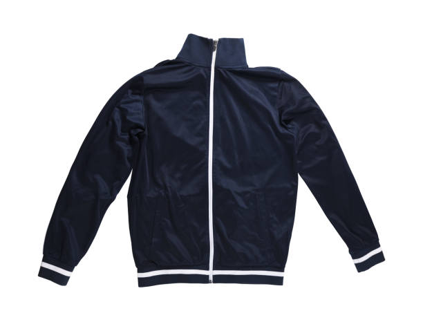 istock Blue sports jacket with a zipper isolated on a white background. 1387215770